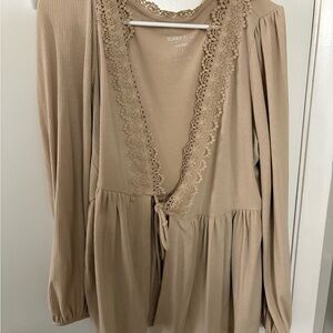 Torrid Beige Lace Trim Top